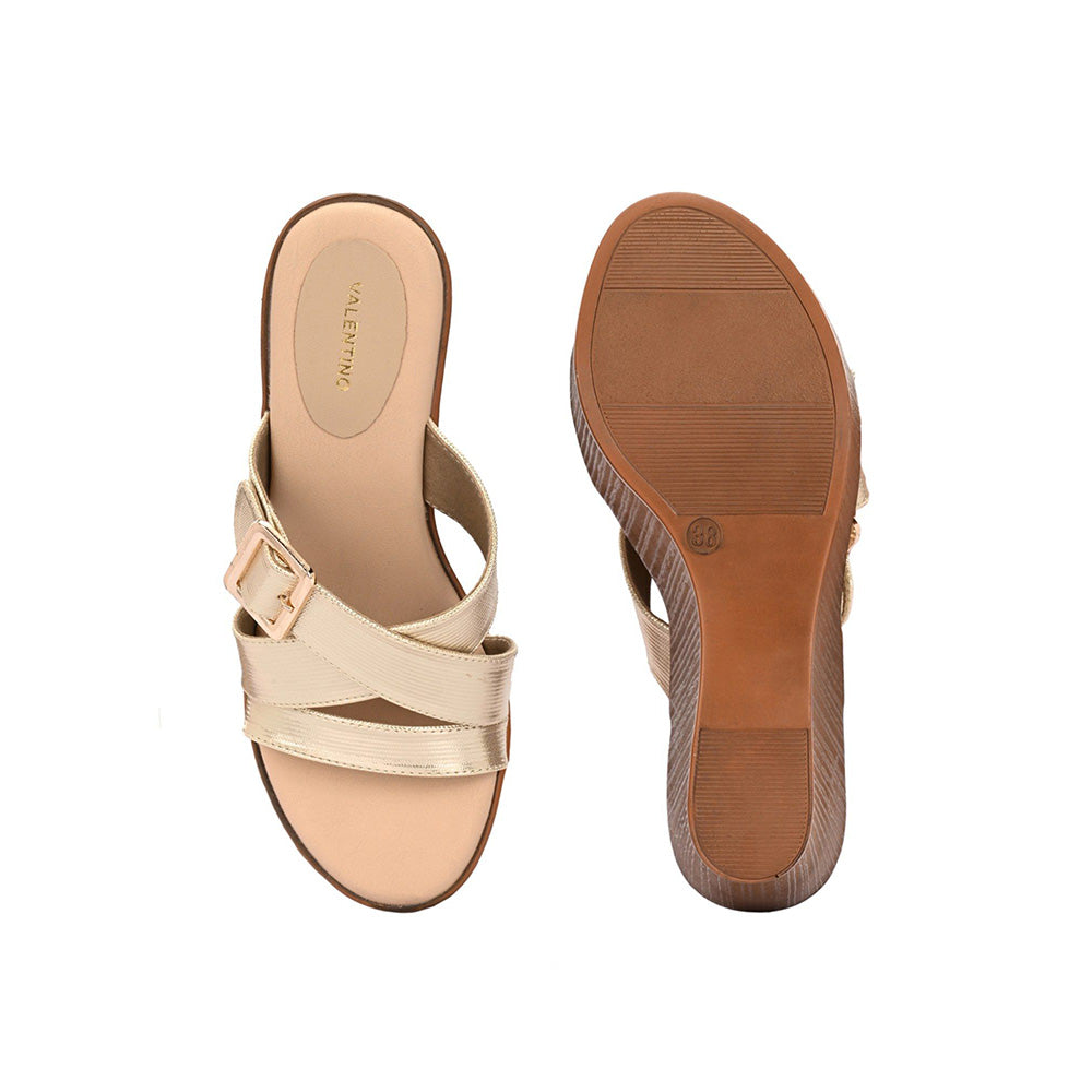 Valentino Women Premium Gold Wedges