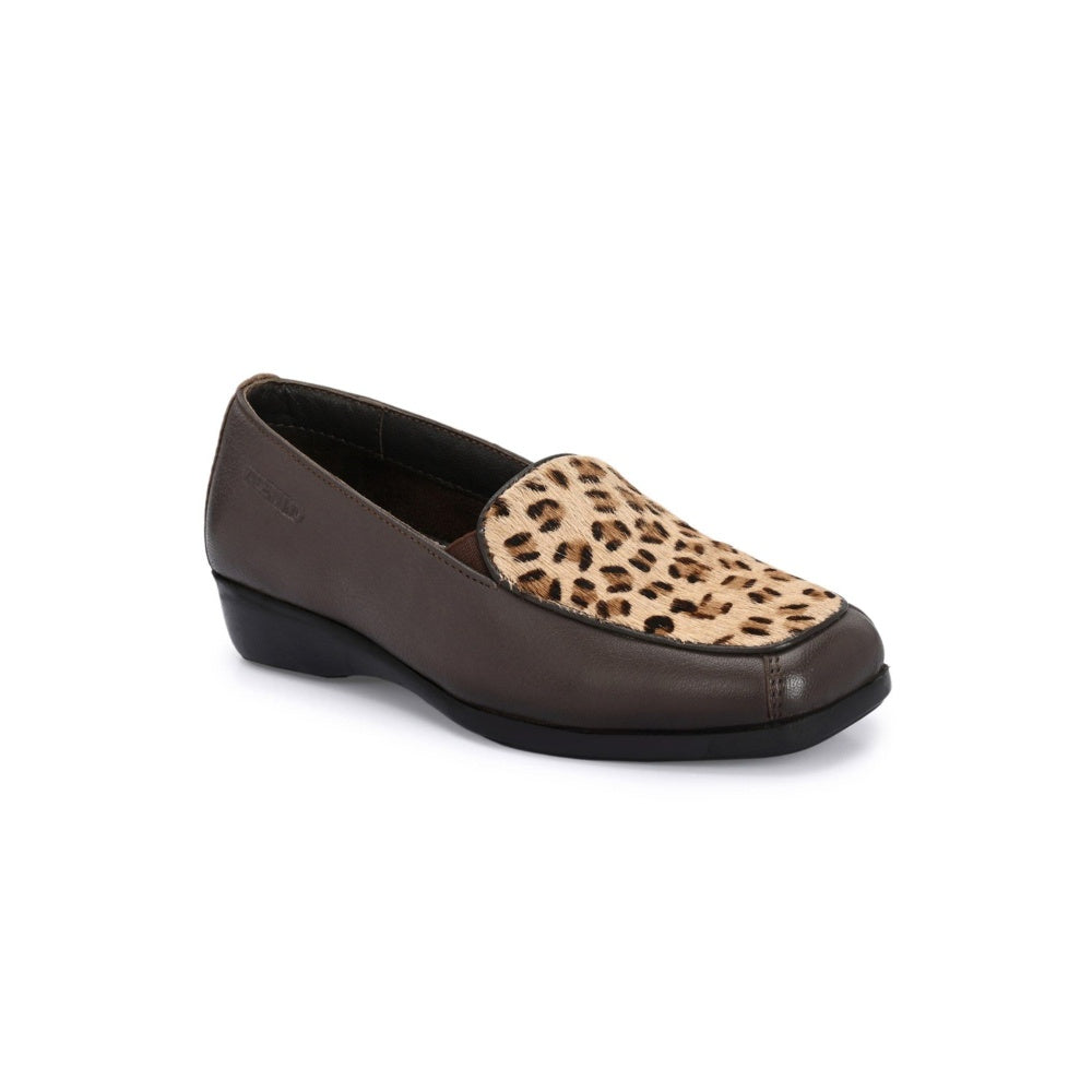 Valentino Women Brown Leather Loafers