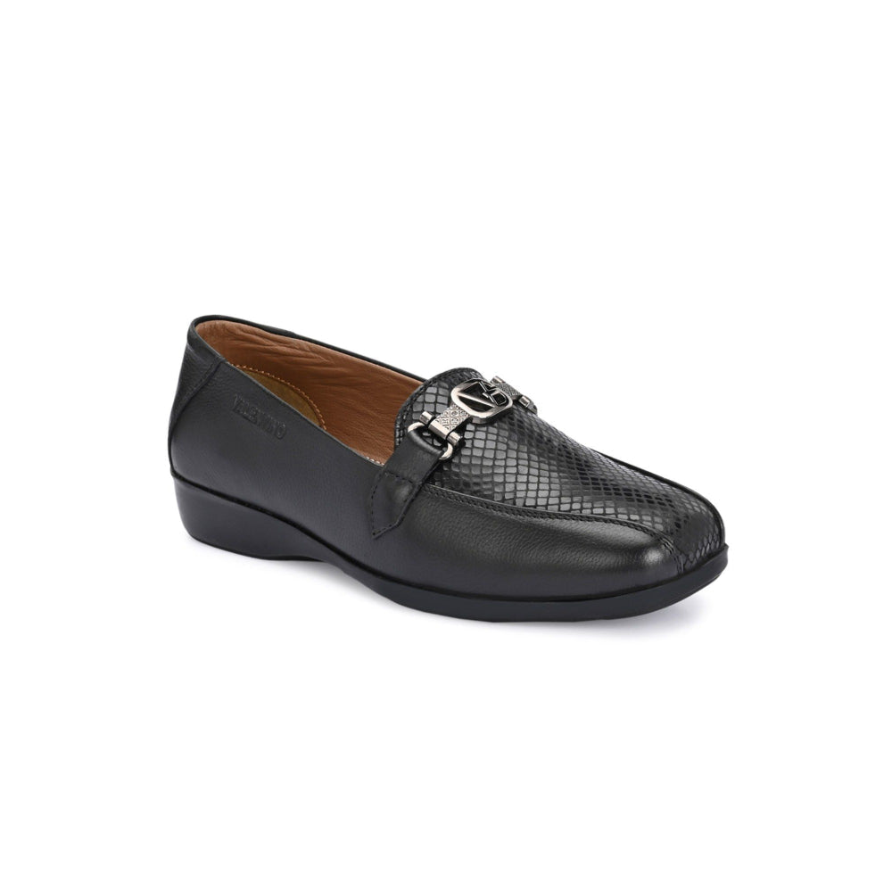 Valentino Women Black Leather Loafers