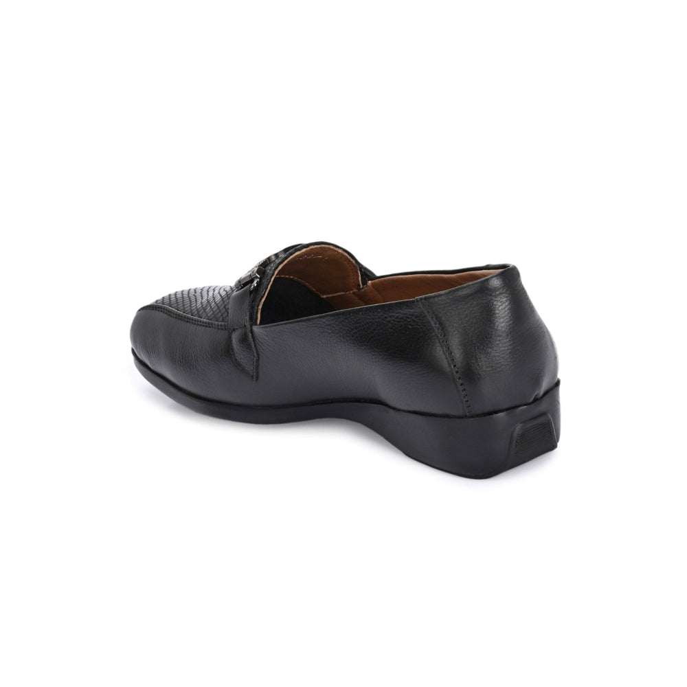 Valentino Women Black Leather Loafers