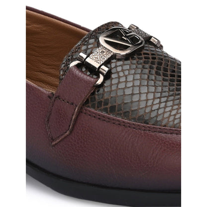 Valentino Women Maroon Leather Loafers