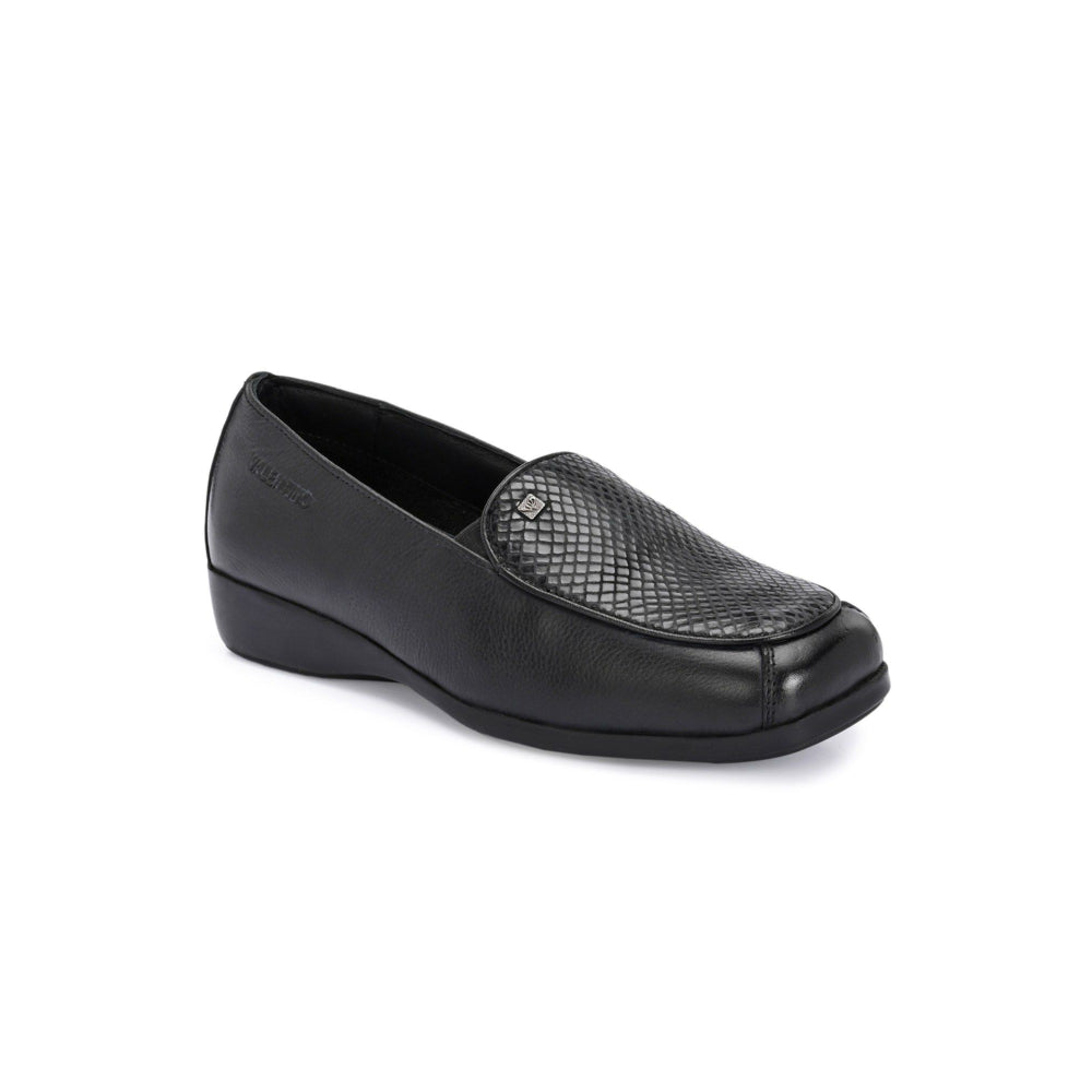 Valentino Women Black Leather Loafers