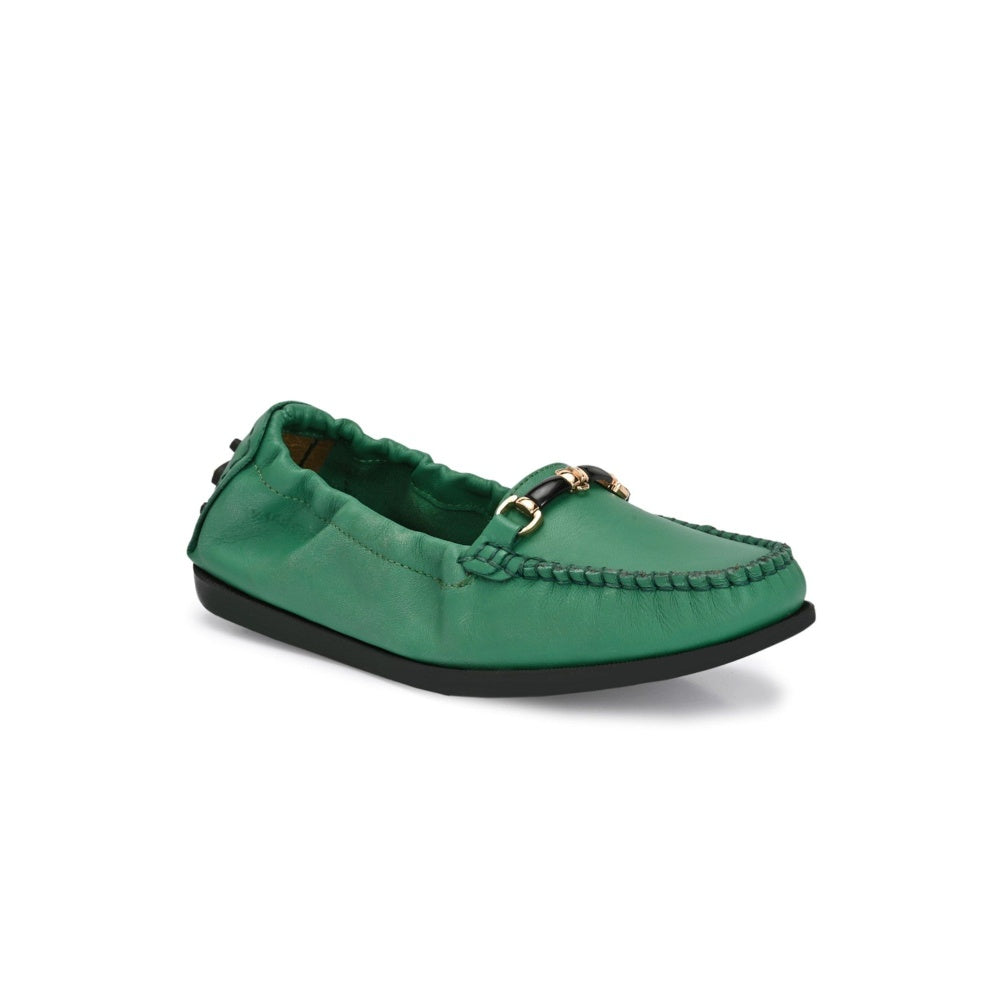 Valentino Women Green Leather Loafers