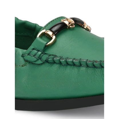 Valentino Women Green Leather Loafers