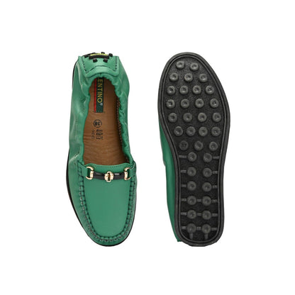 Valentino Women Green Leather Loafers