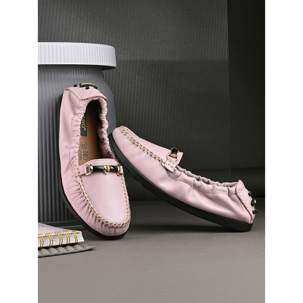 Valentino Women Pink Leather Loafers