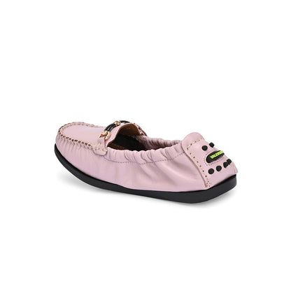 Valentino Women Pink Leather Loafers