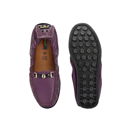 Valentino Women Purple Leather Loafers