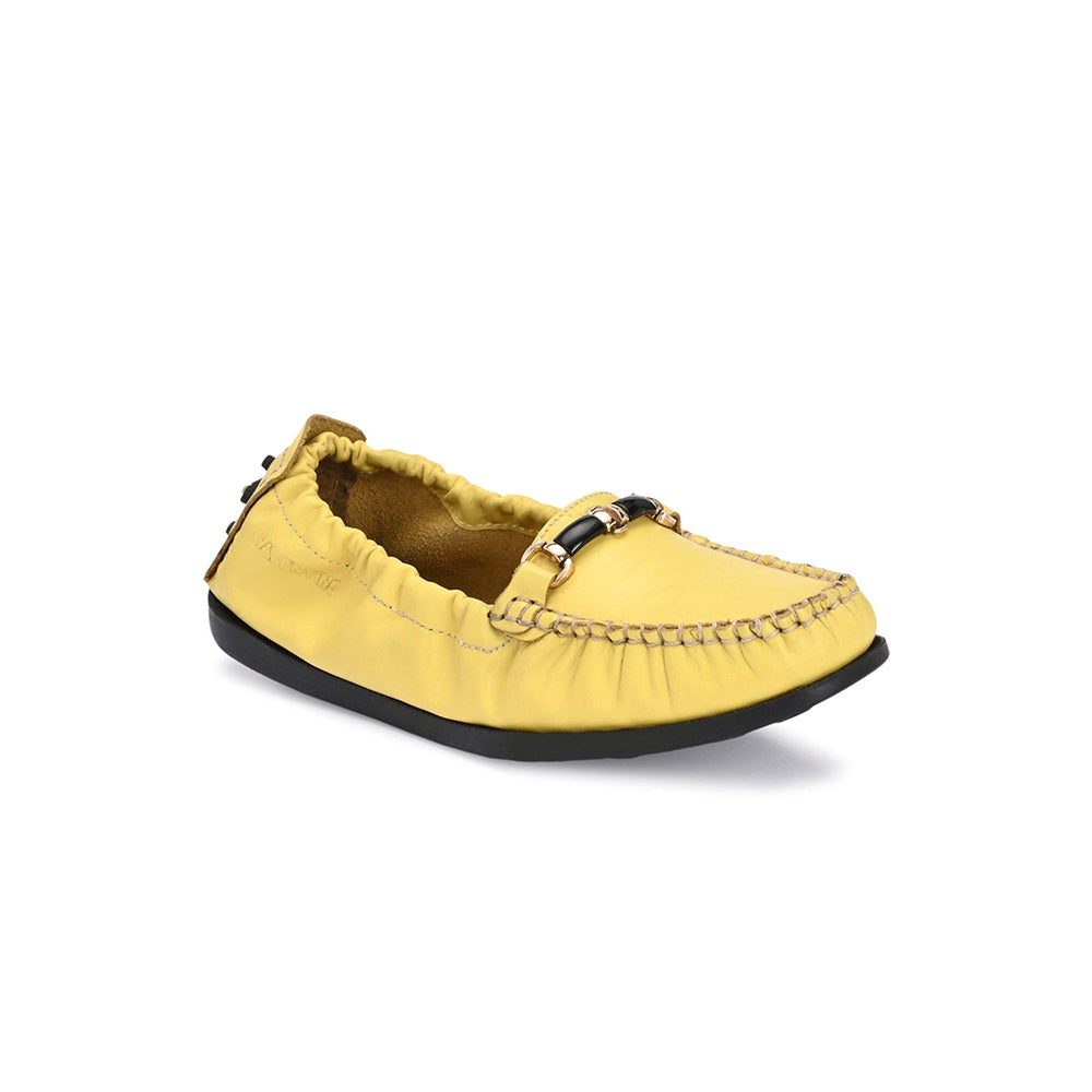 Valentino Women Yellow Leather Loafers