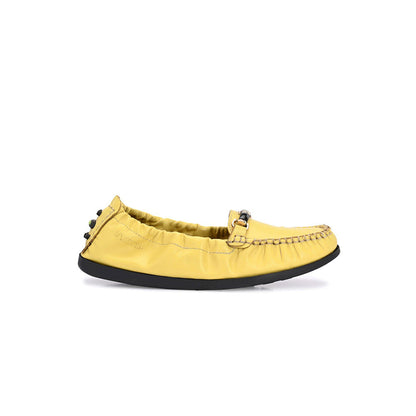 Valentino Women Yellow Leather Loafers