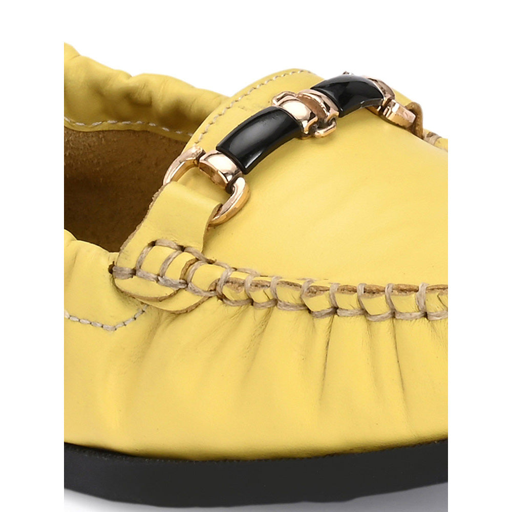 Valentino Women Yellow Leather Loafers