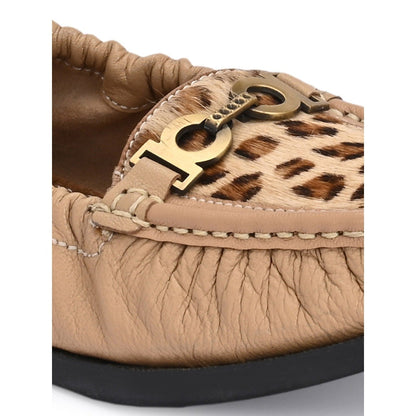 Valentino Women Beige Leather Loafers