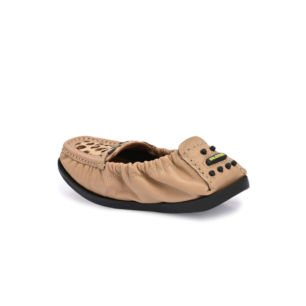 Valentino Women Beige Leather Loafers