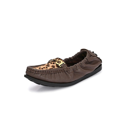 Valentino Women Brown Leather Loafers