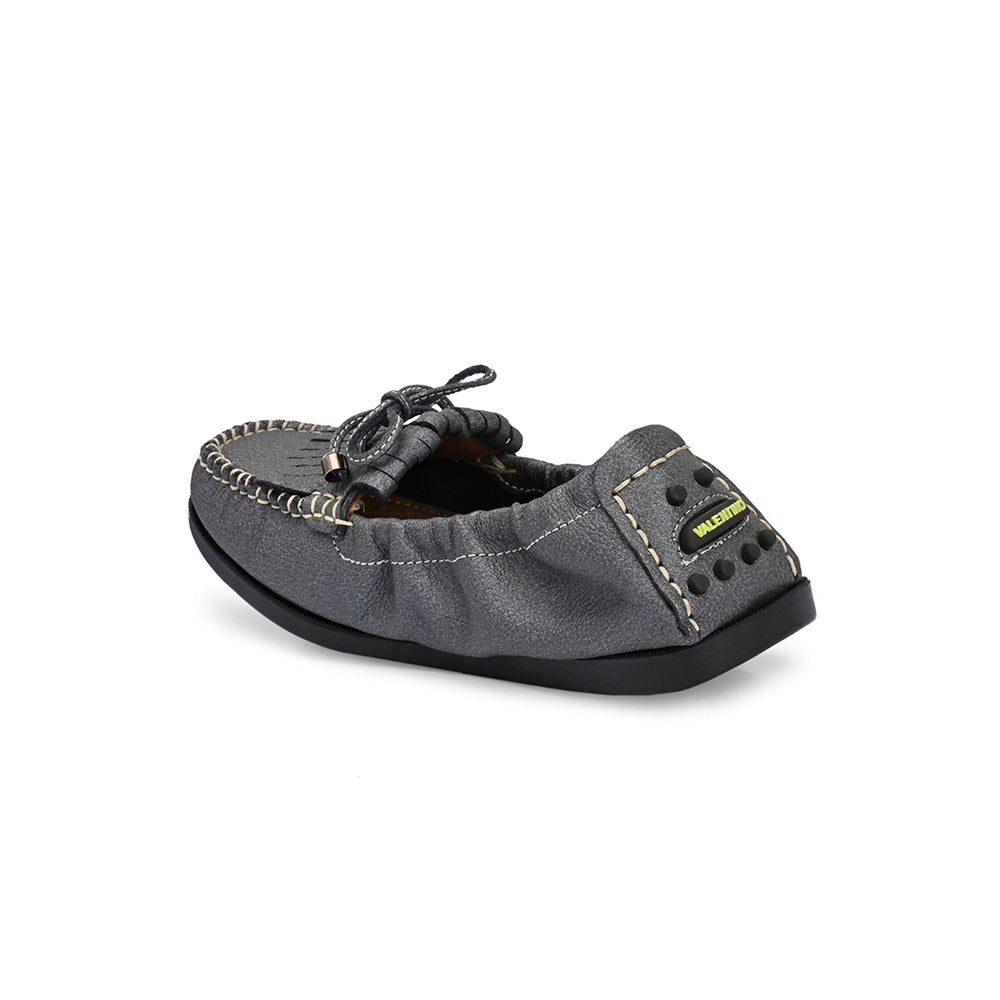 Valentino Women Grey Leather Loafers