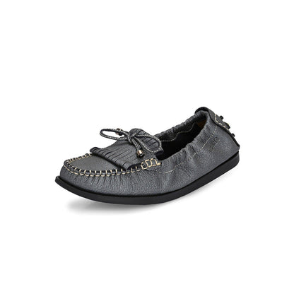 Valentino Women Grey Leather Loafers