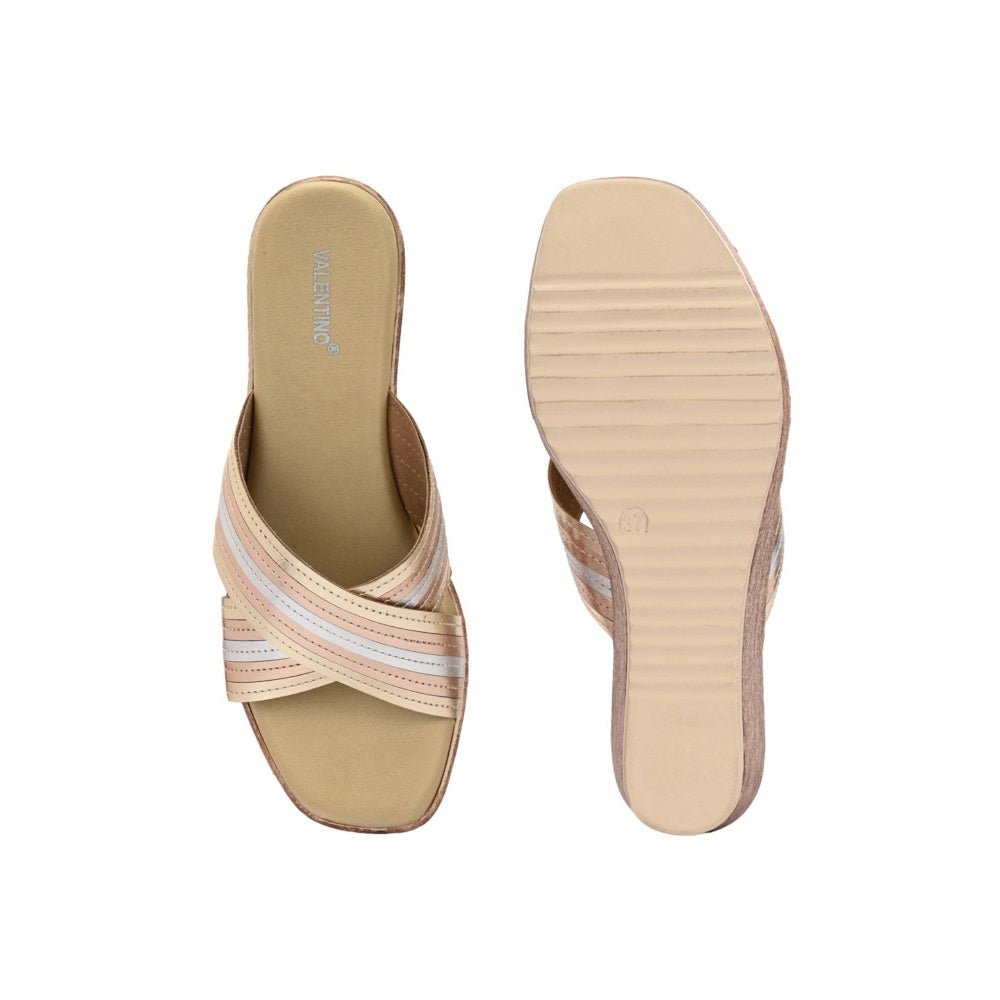 Valentino Women Premium Gold Wedges