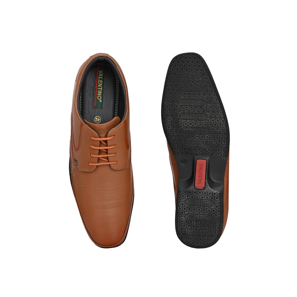 Valentino Mens Leather Formal Derbies - Tan