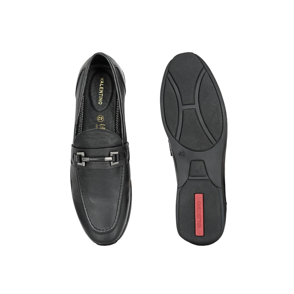 Valentino Mens Leather Casual Loafers - Black
