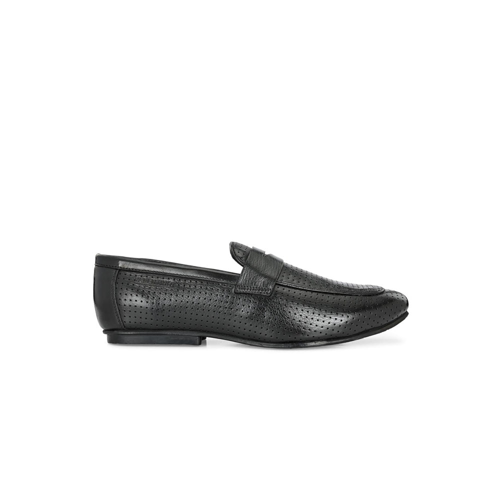 Valentino Mens Leather Casual Loafers - Black