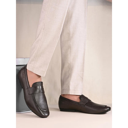 Valentino Mens Leather Casual Loafers - Brown