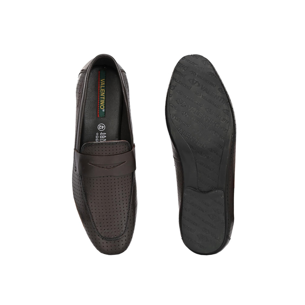 Valentino Mens Leather Casual Loafers - Brown
