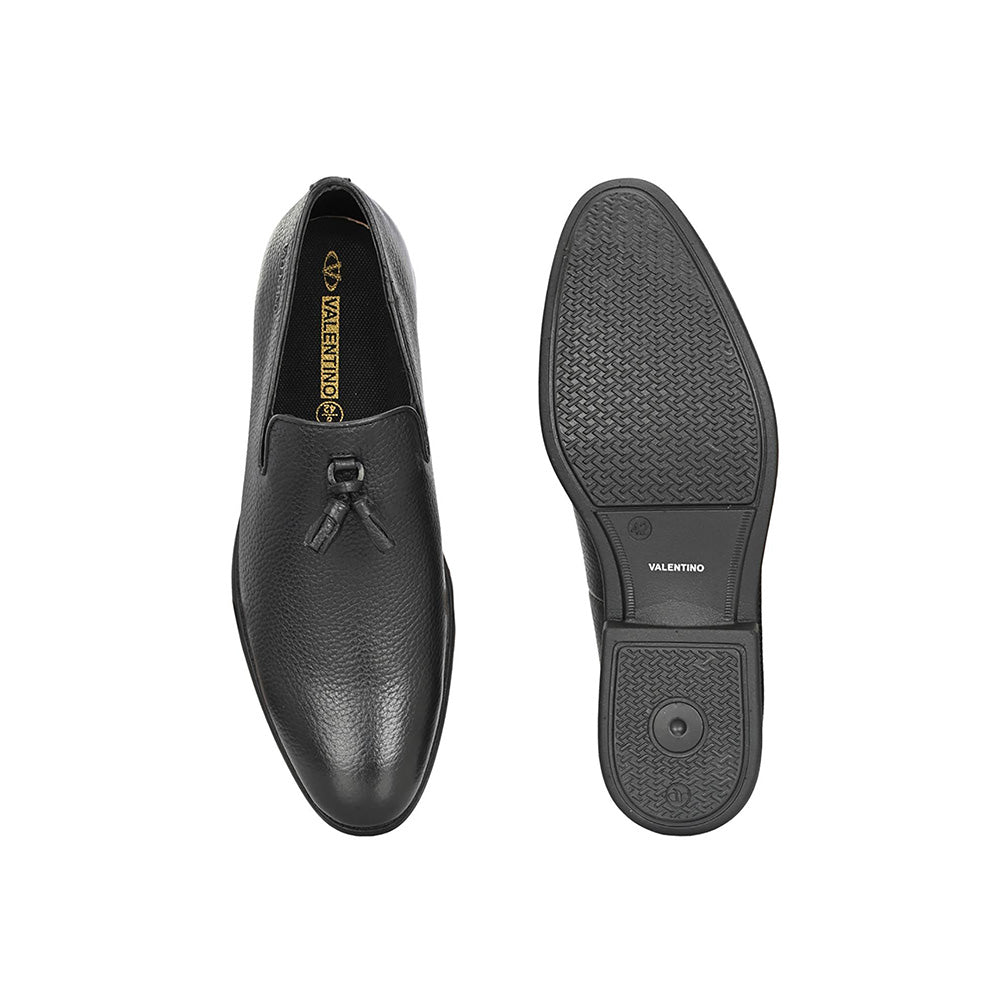 Valentino Mens Leather Formal Loafers - Black