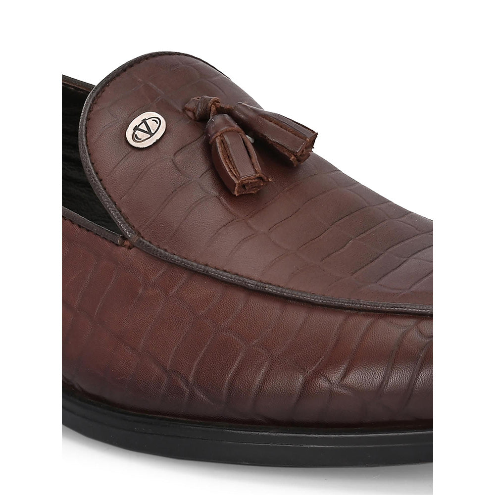 Valentino Mens Leather Casual Loafers - Brown