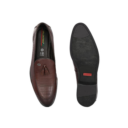 Valentino Mens Leather Casual Loafers - Brown
