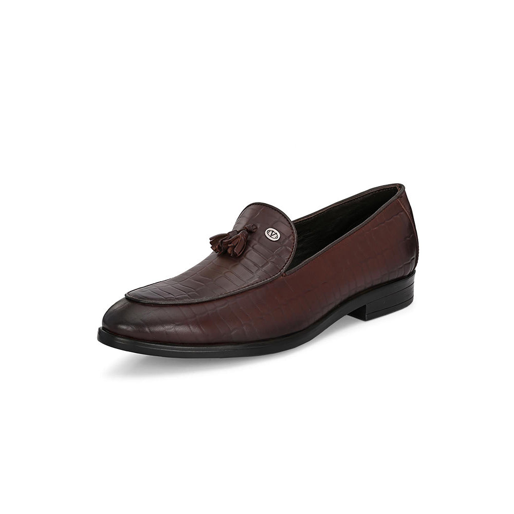 Valentino Mens Leather Casual Loafers - Brown