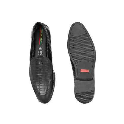 Valentino Mens Leather Casual Loafers - Black