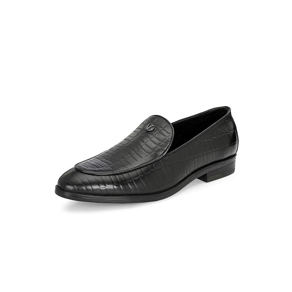 Valentino Mens Leather Casual Loafers - Black