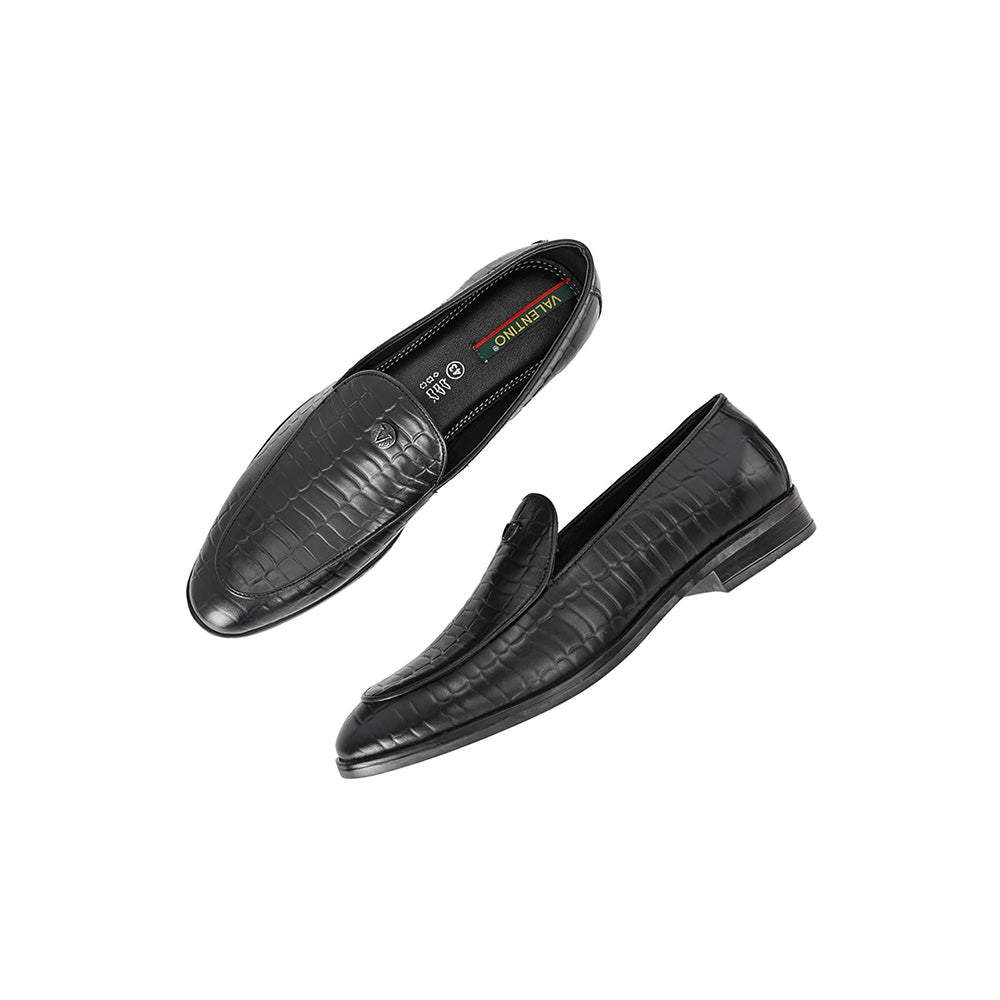 Valentino Mens Leather Casual Loafers - Black