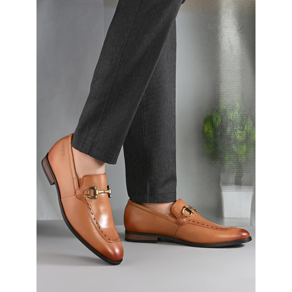 Valentino Mens Leather Casual Loafers - Tan