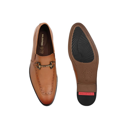 Valentino Mens Leather Casual Loafers - Tan
