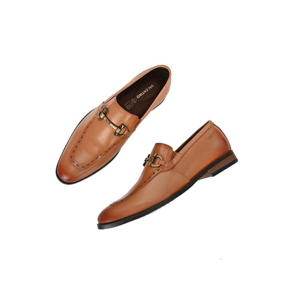 Valentino Mens Leather Casual Loafers - Tan