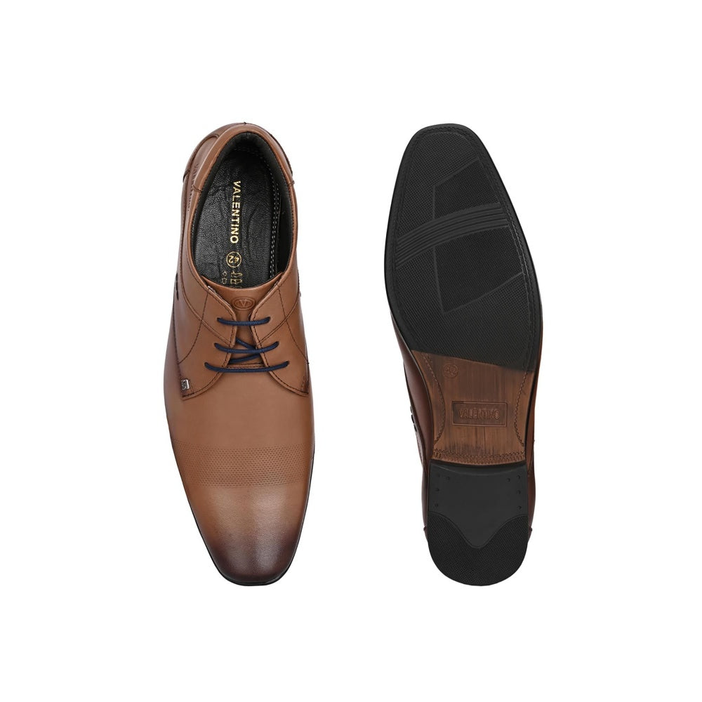 Valentino Mens Leather Formal Derbies - Brown