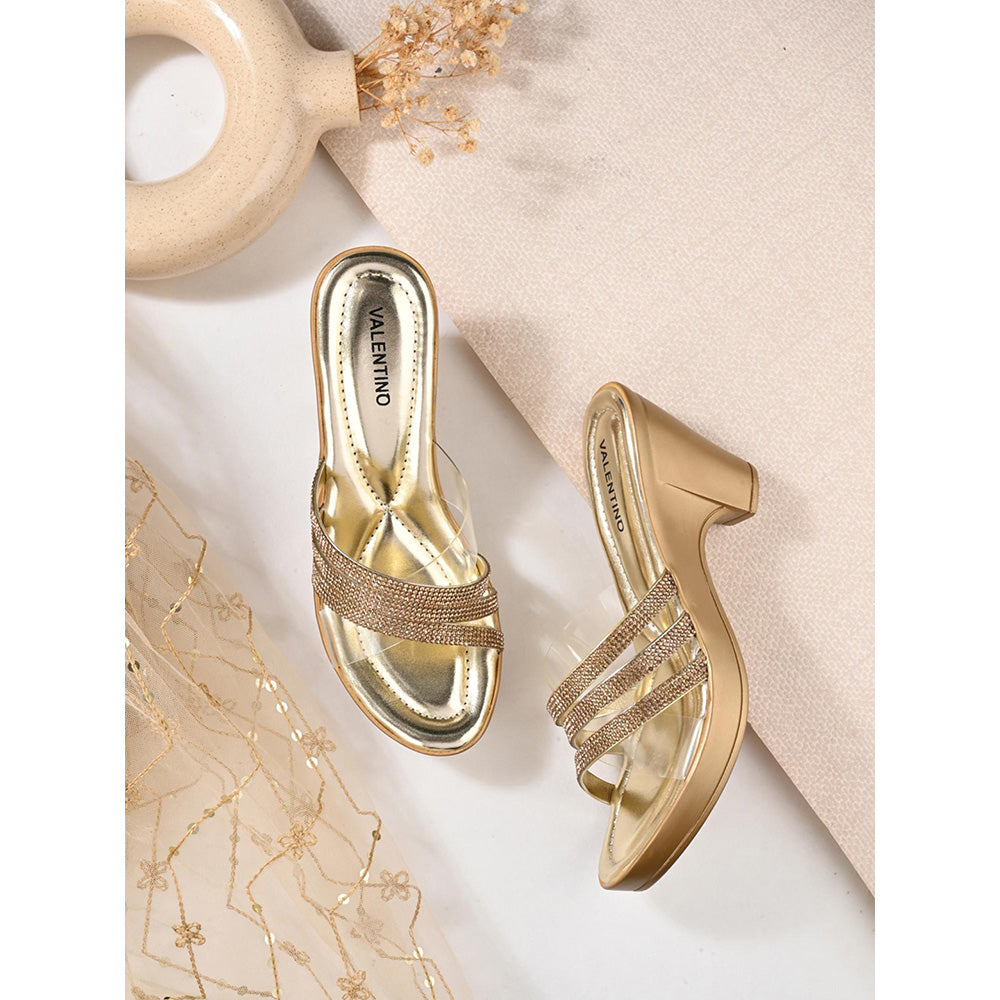 Valentino Women Premium Gold Sandal Heels