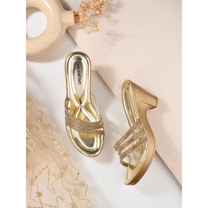 Valentino Women Premium Gold Sandal Heels