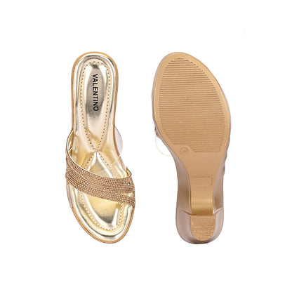 Valentino Women Premium Gold Sandal Heels