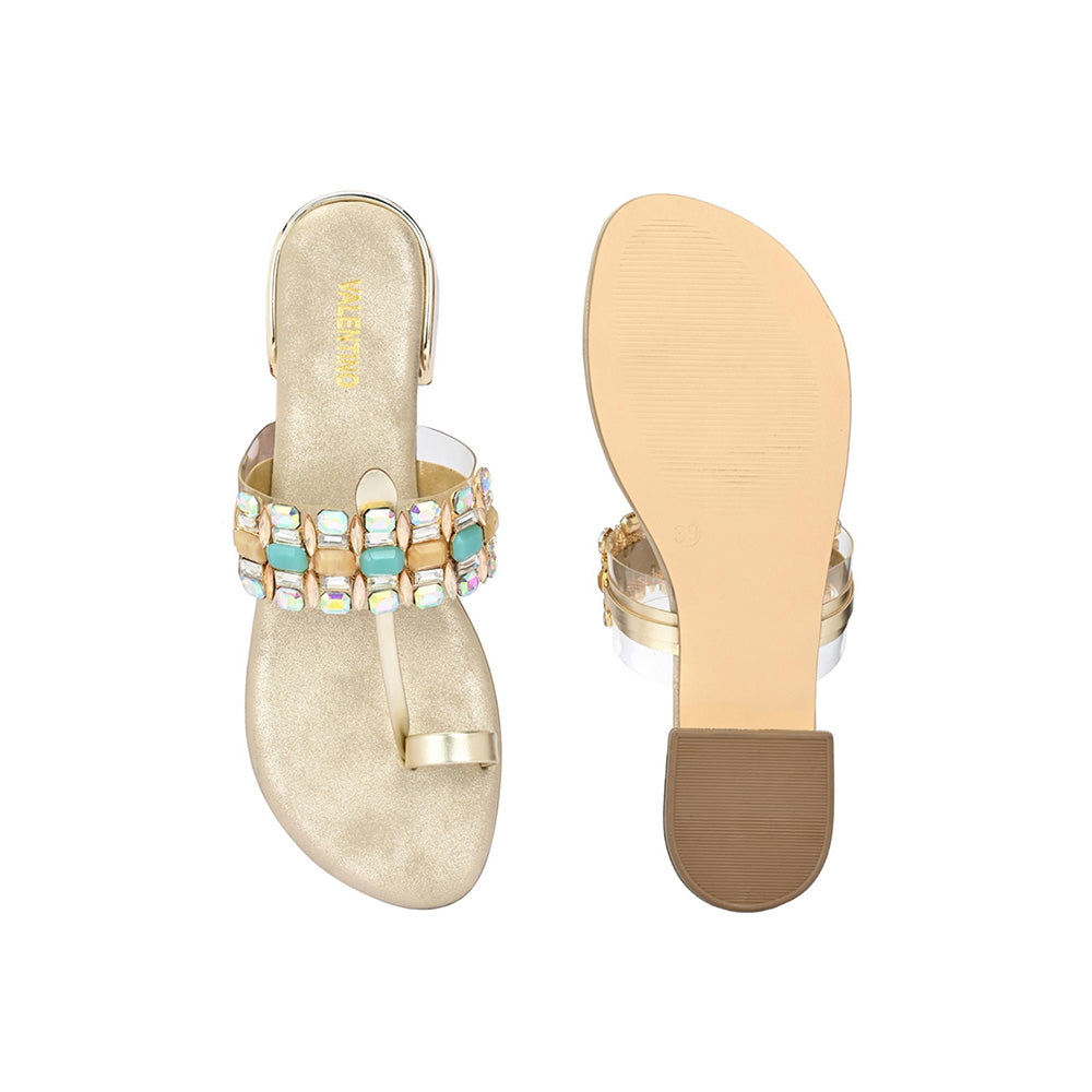 Valentino Women Premium Gold Sandal Heels