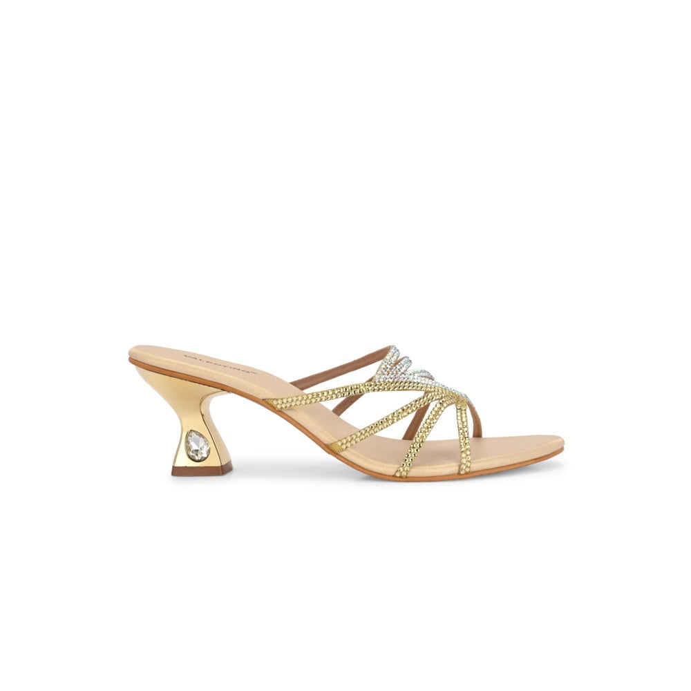 Valentino Women Premium Gold Sandal Heels