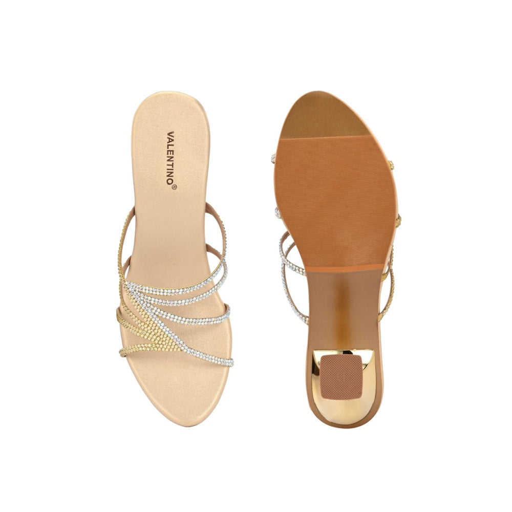 Valentino Women Premium Gold Sandal Heels