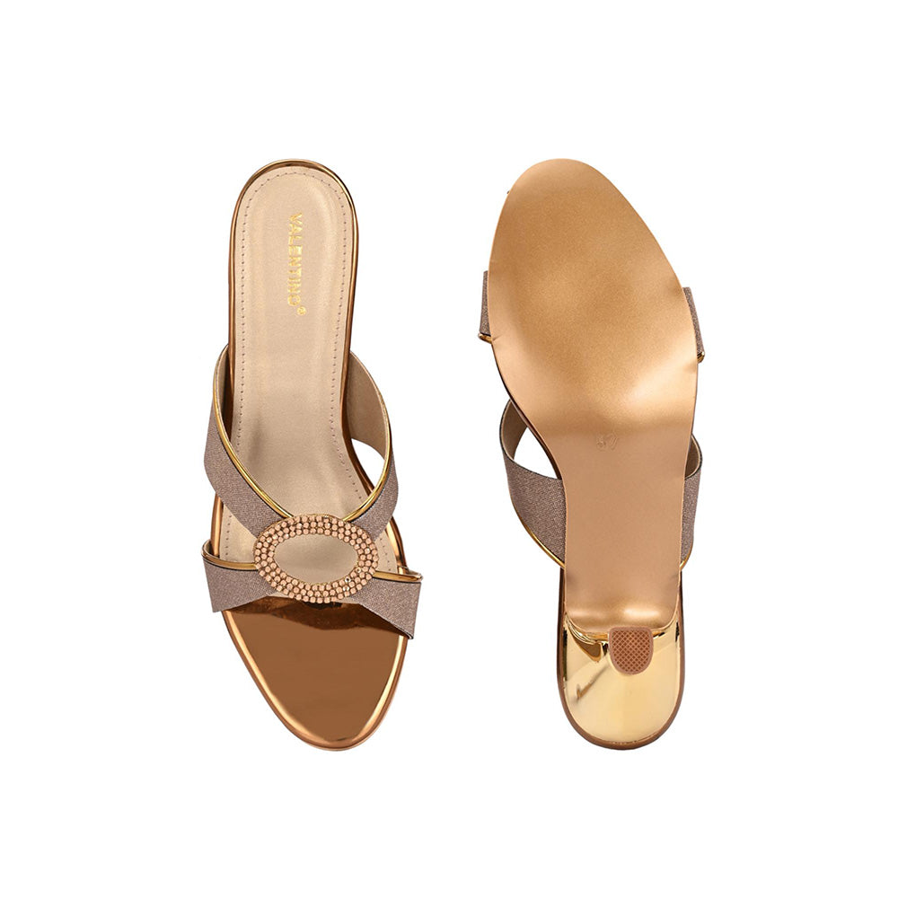 Valentino Women Premium Bronze Sandal Heels