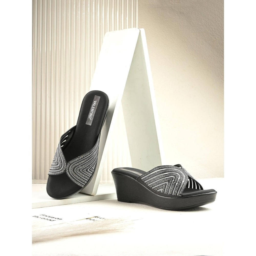 Valentino Women Premium Black Wedges