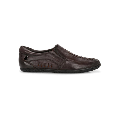 Valentino Men Premium Leather Brown Slip-On Formal Loafer Shoes
