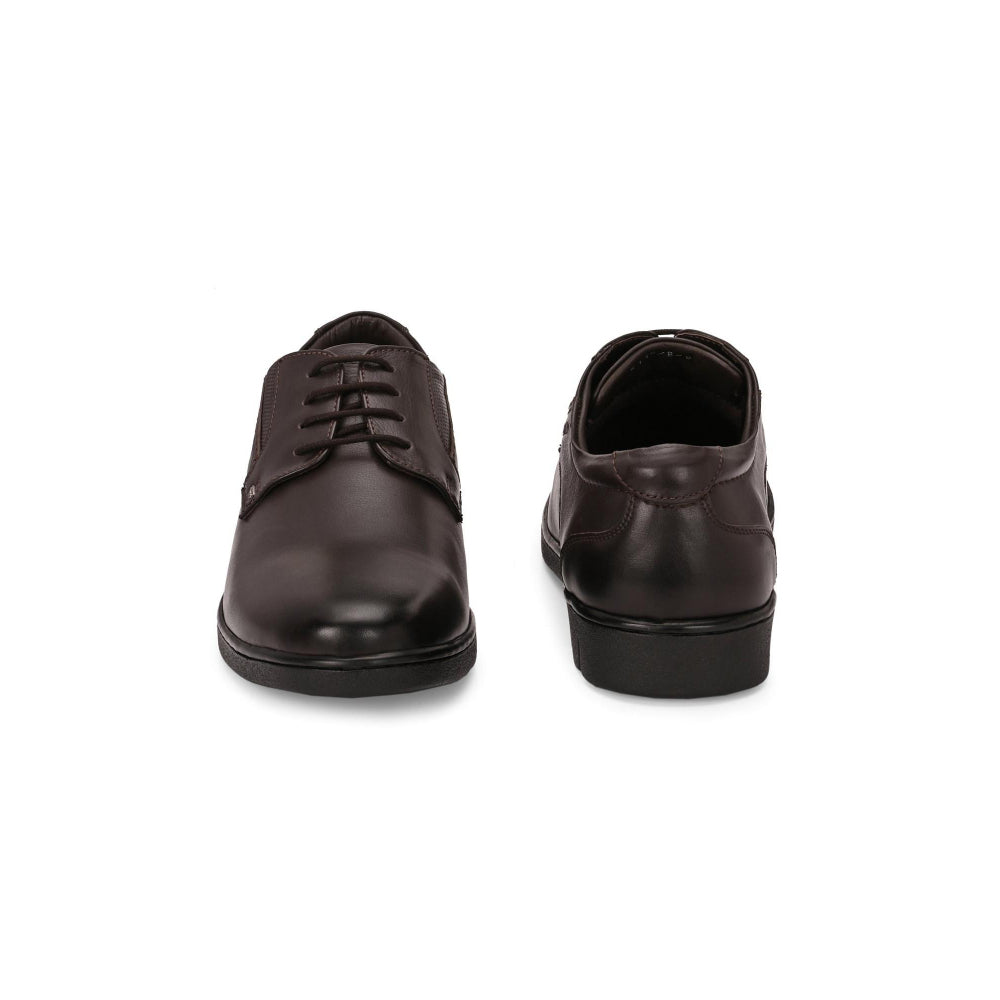 Valentino Men Premium Leather Brown Lace-Up Formal Derby Shoes
