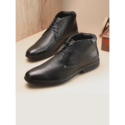 Valentino Men Premium Leather Black Lace-Up Formal Derby Shoes