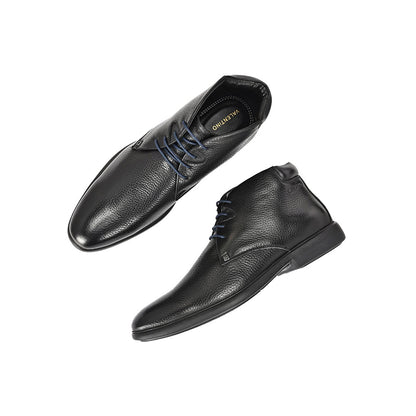 Valentino Men Premium Leather Black Lace-Up Formal Derby Shoes