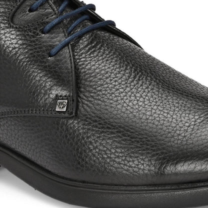 Valentino Men Premium Leather Black Lace-Up Formal Derby Shoes